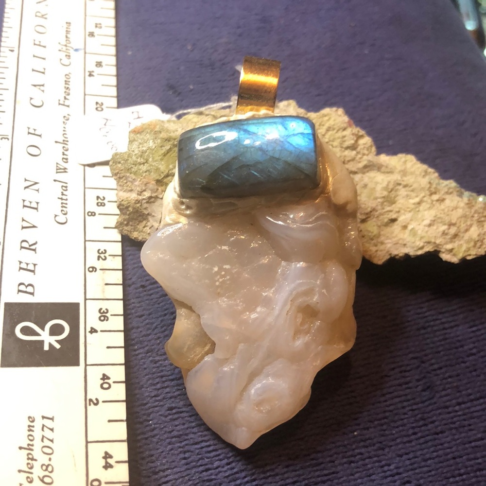 Labradorite and Chalcedony Pendant Unisex